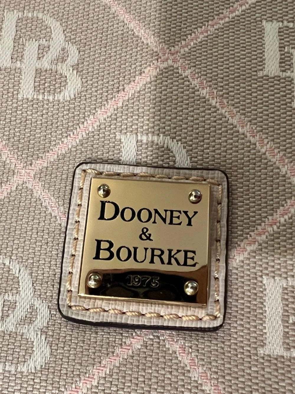 Dooney and Bourke Maxi Crossbody Canvas and Leather Cream Color